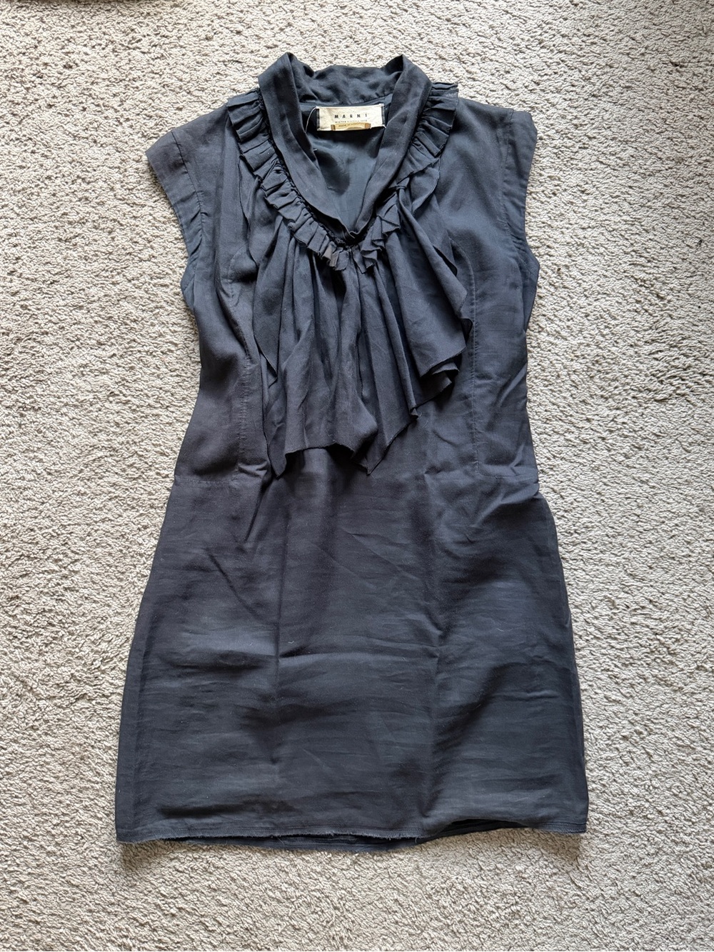 Marni 2010 winter charcoal gray ruffle mini tunic dress size IT 44/8